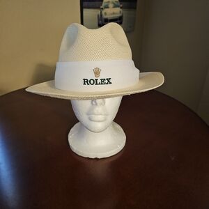 Rolex Tan Fedora Hat with White Band